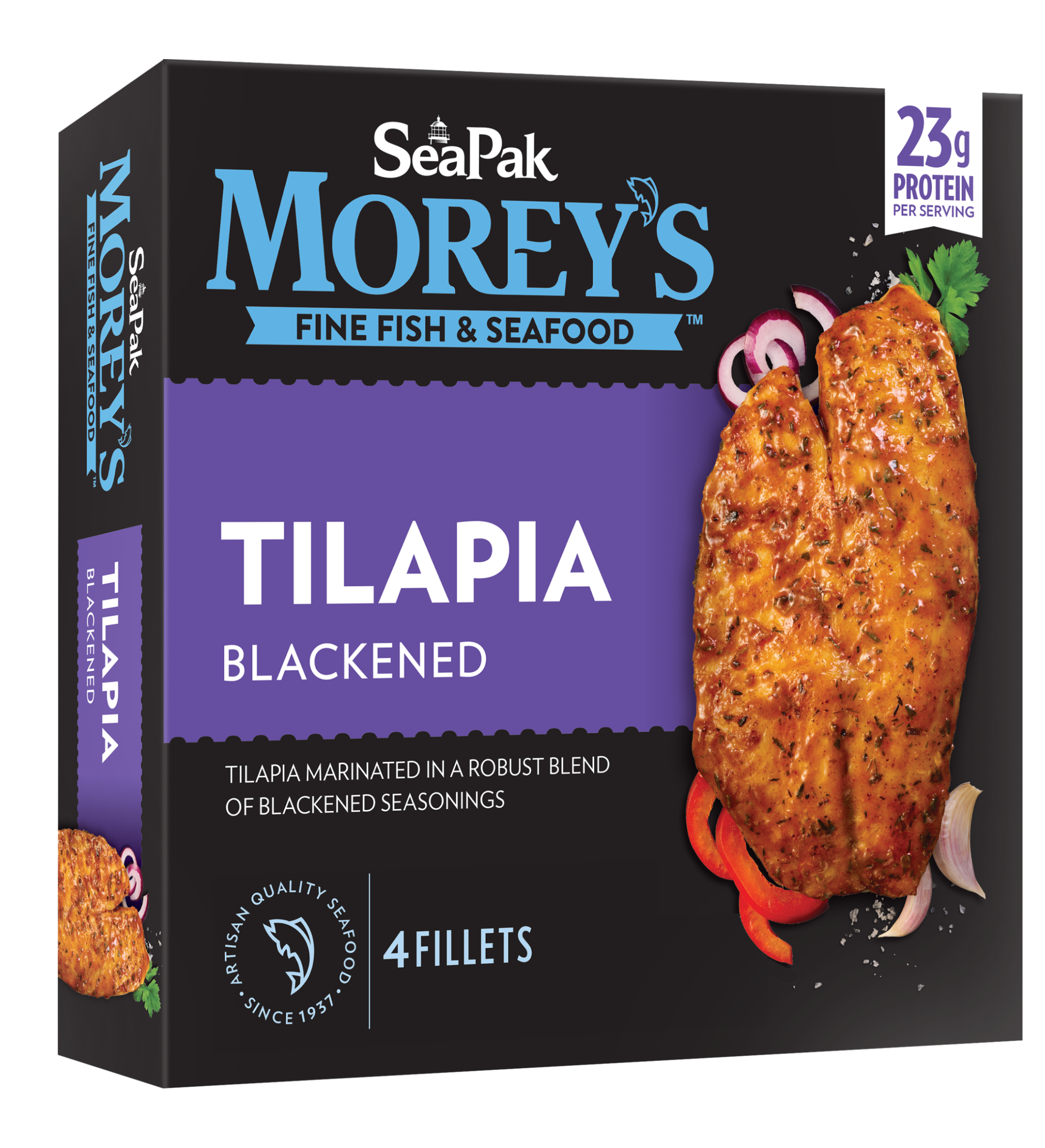 Revelation fish tappyシェイプ 5.5 フィッシュ　クアッド Tilapia Blackened - Family Size | Morey's Fine Fish & Seafood